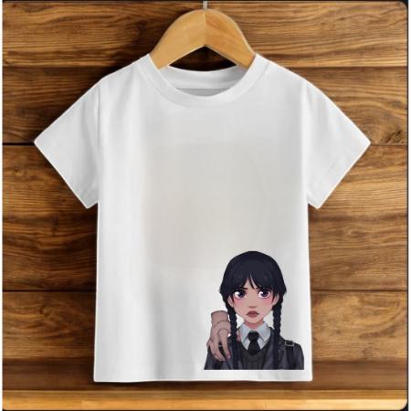 Wednesday Baskılı Oversize  Pamuk Kiz Çocuk T-shirt